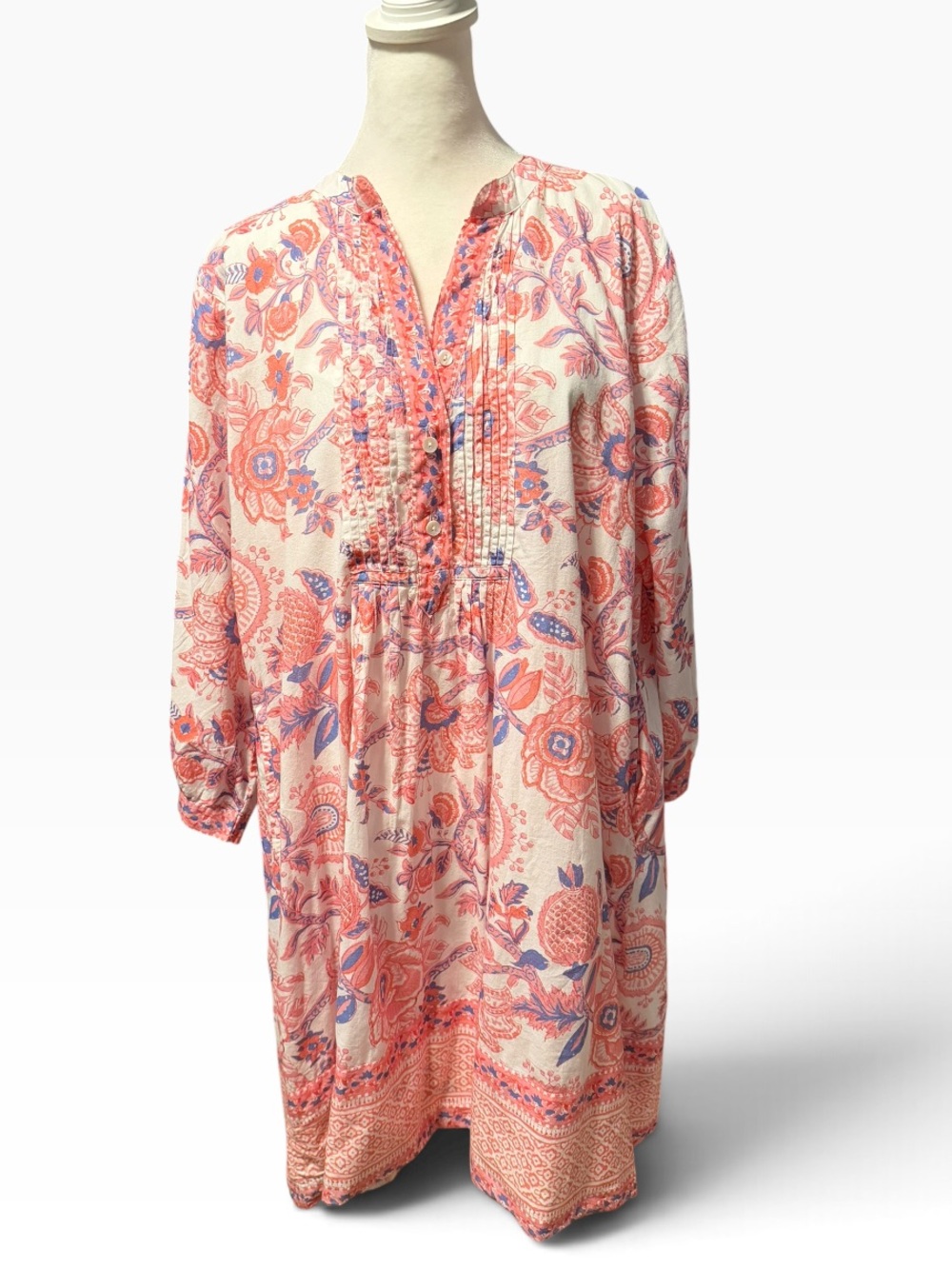La Plage Cotton Maye Dress. Pink and White. Size XL. EUC.